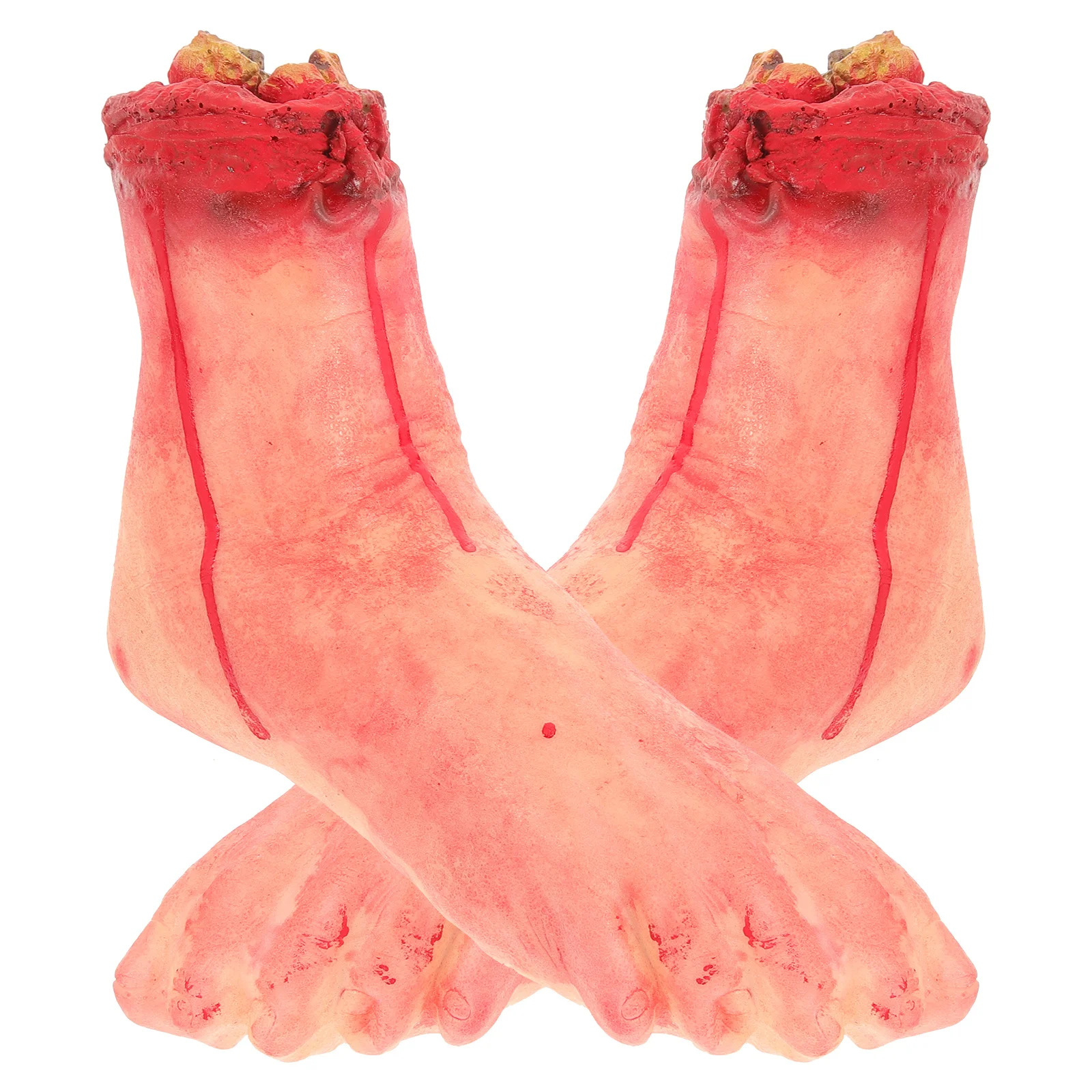 2Pcs Broken Feet Prop Realistic Fake Severed Feet Simulated Severed Foot Halloween Horror Party Decor Prank Prop