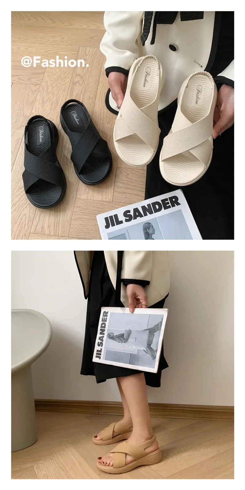 Damen-Sandalen mit Dicker Sohle 2026 Sommer Neue Modische Weichsohlige Strandpantoffeln Atmungsaktive Rutschfeste Modische Sandalen für Frauen – Detail 9