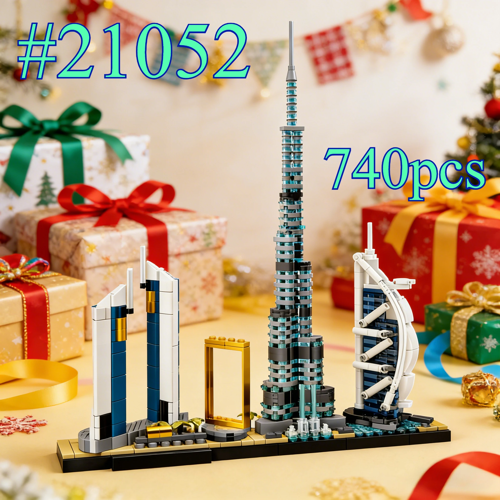 

Наборы строительных блоков Dubai Landmark Building Model 21052, подходящие для рождественских подарков, совместимые с частицами Legoed, 740 шт.