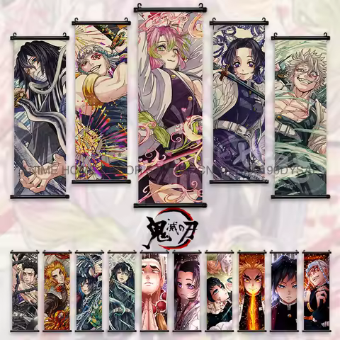 Demon Slayer Posters Anime Home Decor Kanroji Mitsuri Hanging Paintings Iguro Obanai Scrolls Pictures Tokitou Muichirou Wall Art