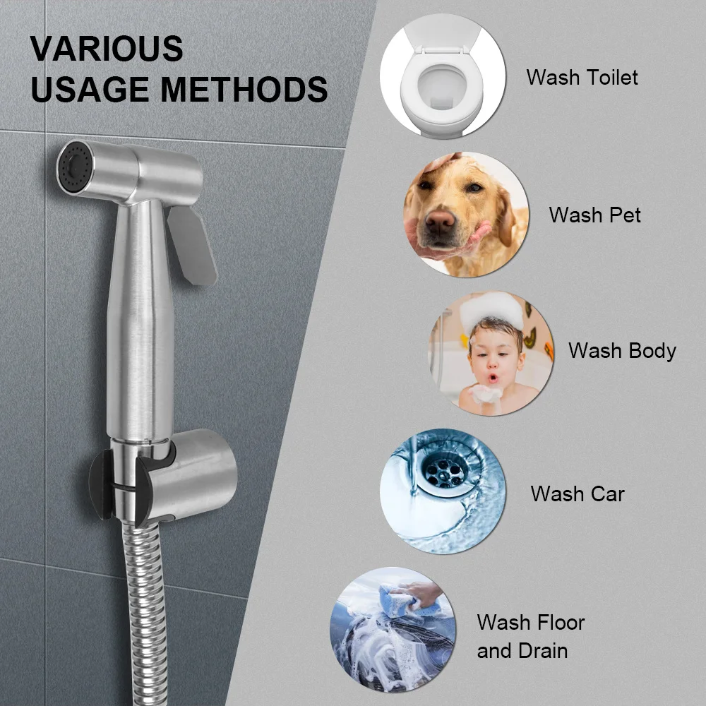 Hand Bidet Faucet Bidet Sprayer Set for Toilet Stainless Steel for Bathroom Hand Sprayer Self Cleaning Handheld Shower Head