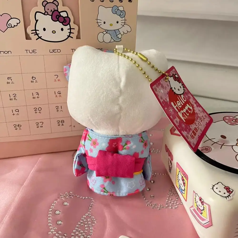 New Sanrio Kimono Hello Kitty Stuffed Doll Keychain Cartoon Kitty Cat Stuffed Pendant Keychains Bag Decoration Car Key Pendant image 6