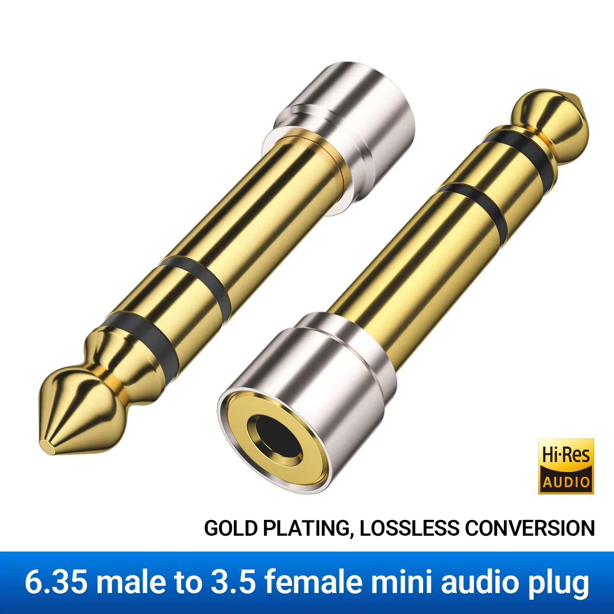 

QYFANG 6.35mmTRS Male to 3.5mmTRS Female Adapter - Chrome Plated