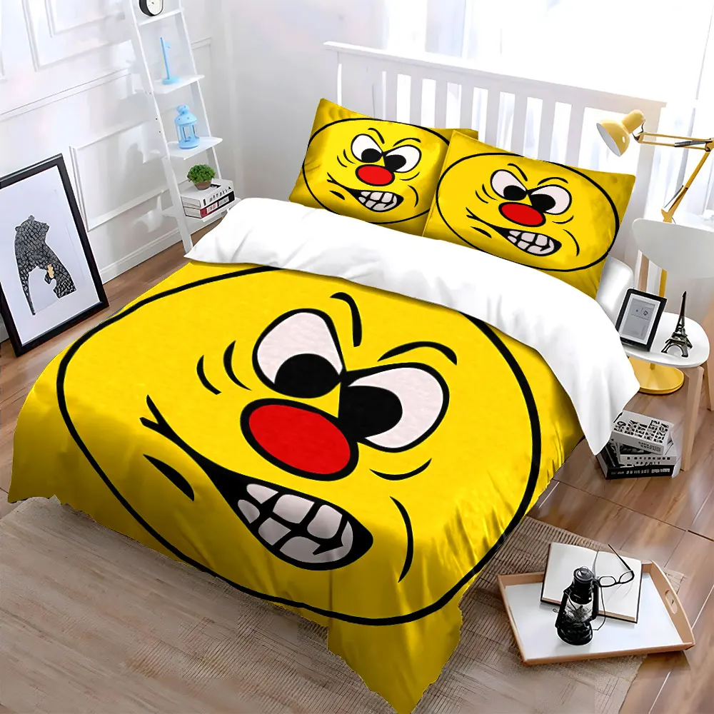 

"Cartoon Themed Decorative Sticker Set" Soft Skin-Friendly Bedding Set Includes 1 Duvet Cover And 2 Pillowcase, Gift