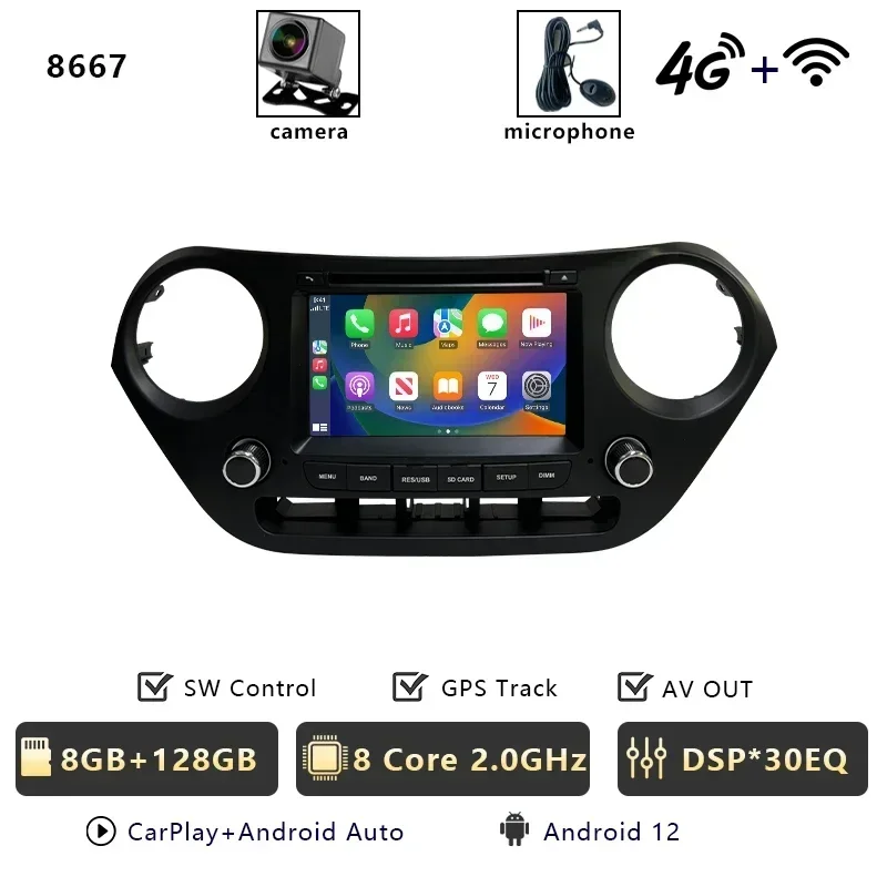 CHESTEK Android 13 Autoradio Voor Hyundai i10 Grand 2013 2014 2015 2016-2018 Carplay Multimedia Video Speler navigatie WIFI 4G BT