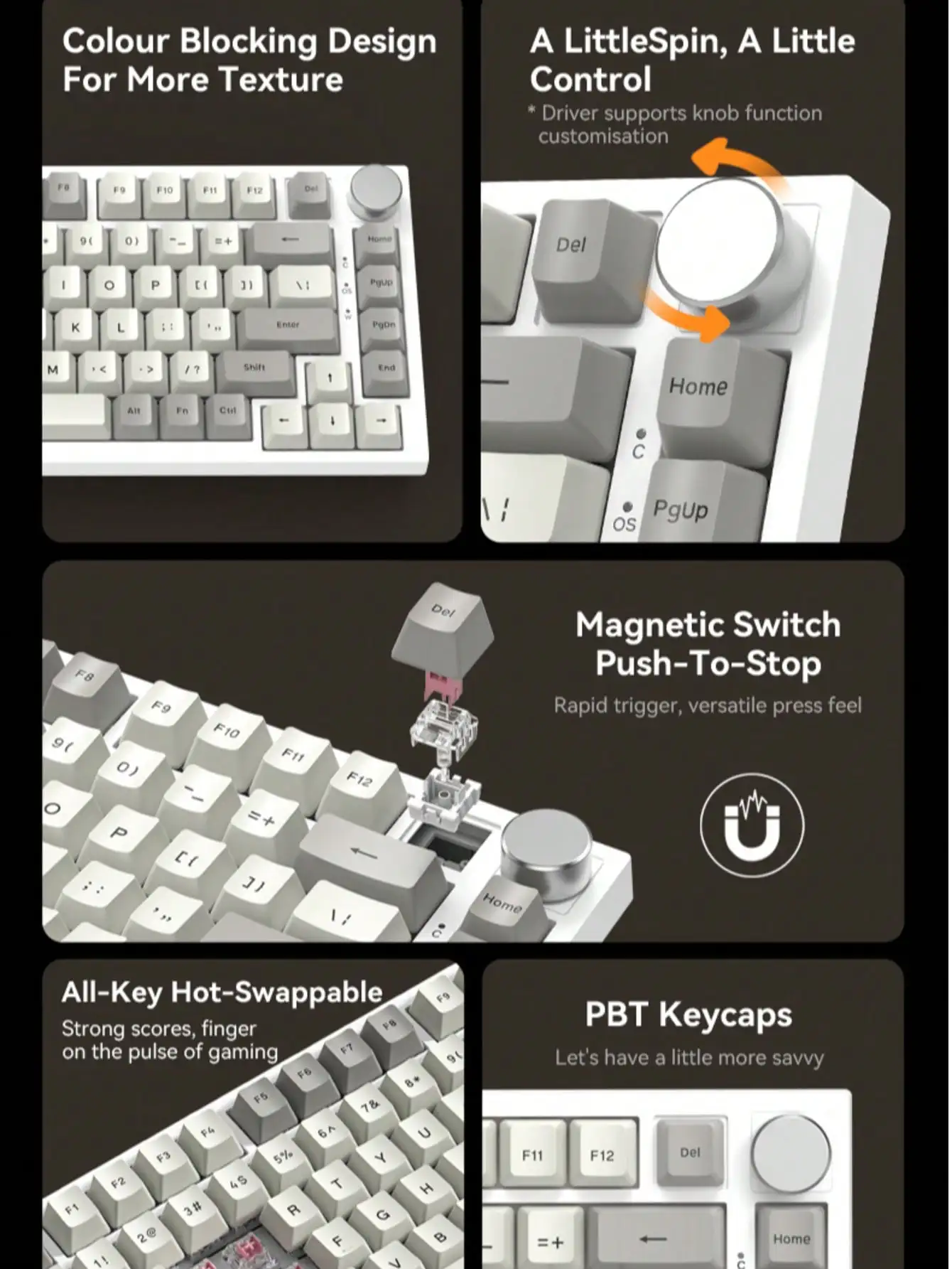 K85 E-sports magnetic axis mechanical keyboard Customized PBT keycap RT mode 82 keys RGB adjustable keystroke image 5
