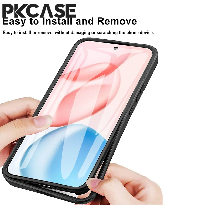 Etui PKCASE 360 z pełną ochroną ekranu do Honor 400 Pro Smart Lite X70 X7d X9d X5c Plus, odporne na wstrząsy, z pełnym pokryciem. — zdjęcie produktu 4