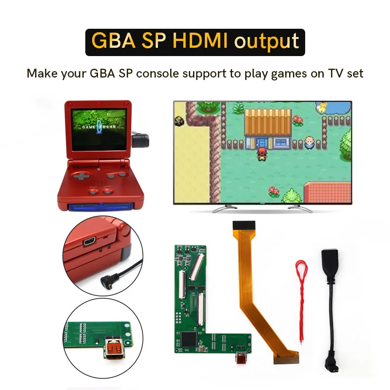 For GBA SP HDMI Adapter Mod Kits, DIY Console to Play on TV Accessories Tool Compatible with GBA SP