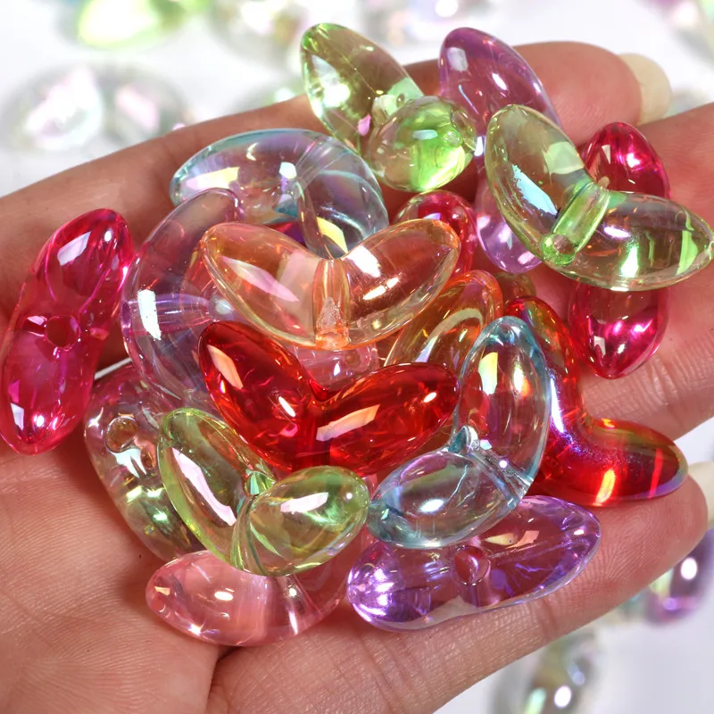 12 Stück transparente Acrylperlen in Blattform, lose Abstandsperlen für die Schmuckherstellung, DIY-Armband, Ohrringe, Zubehör