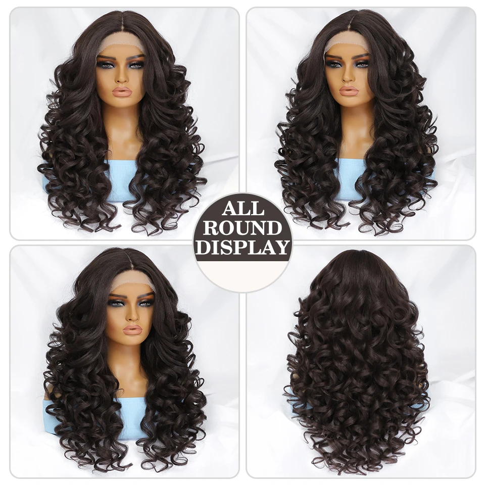 Peruca dianteira encaracolada sintética do laço para mulheres, cabelo cosplay, uso diário, preto, marrom, loiro, laranja, fêmea, 13x4,5x1