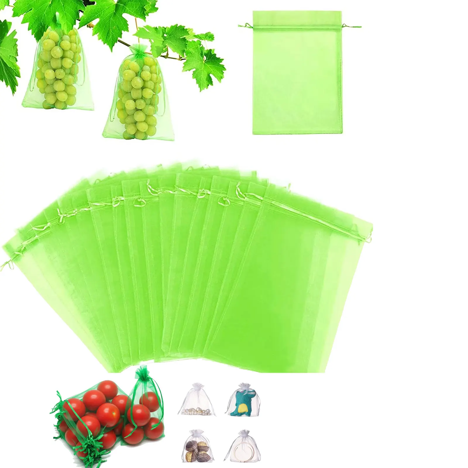 100pcs Reusable Fruit Insect Proof Drawstring Bags Mesh Bags Pest Barrier Covers for Fruit Trees Protection Home Garden Supplies