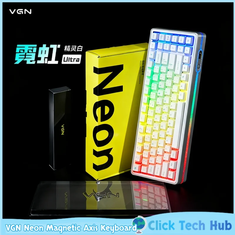 

Клавиатура Vgn с неоновой магнитной осью 75, игровая клавиатура для киберспорта, ПК, прозрачная индивидуальная прокладка, с возможностью горячей замены, RGB световая полоса