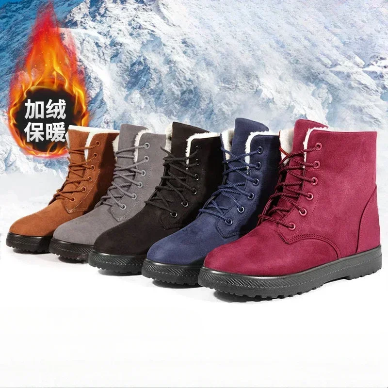 

Women's winter boots, women's snow boots, lace up ankle boots, women's non slip woolen leather shoes, warm ankles, Botas Plus si