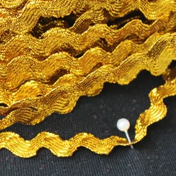 Nastro di pizzo oro brillante 18 metri S Nastro all'uncinetto a strisce ondulate Fascia intrecciata Costumi Cosplay Applicazioni per cucire 0,3-0,8 cm