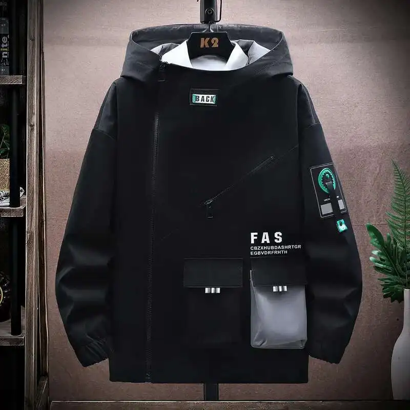 HKSH Spring Autumn New Coats Youth Trendy Handsome Men's Tide Chic Versatile Hooded Jackets High Street Zipper Sweatshirt HK0973
