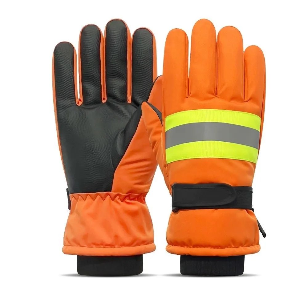 Reflective Sanitation Worker Gloves Touchscreen Waterproof Five-Finger Gloves Wear-resistant Cold Proof Work Protective Gloves