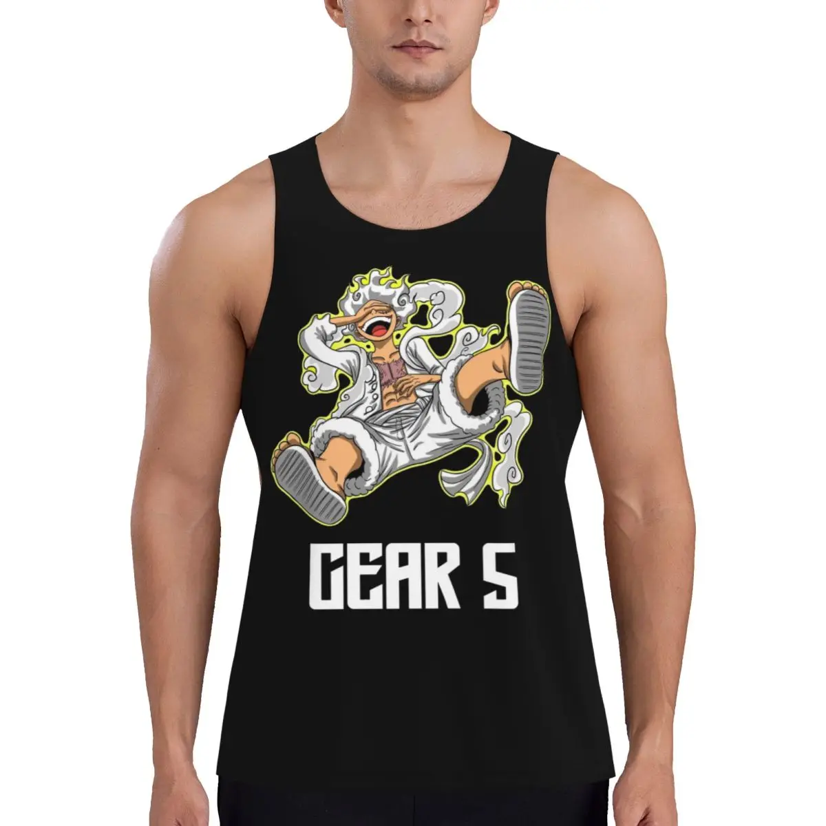 Luffy Gear 5 Japanese Manga Running Gym Tank Tops One Piece Muscle Sleeveless Shirt Bodybuilding Fitness Gym Compression Vests