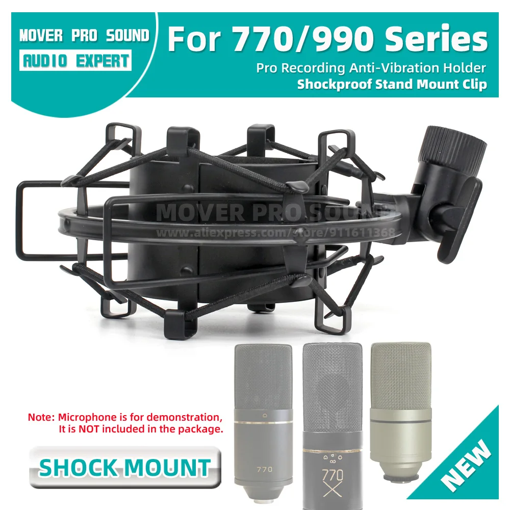 SnapVox Compatible With MXL 770 770X X 990 CE90V Mic Anti Vibration Isolation Shock Mount Microphone Stand Clip Spider Holder