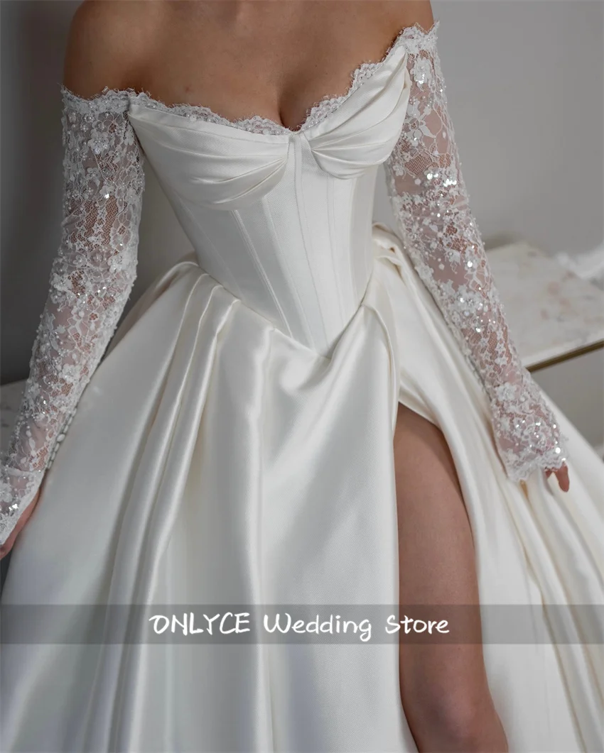 Classic A-Line Wedding Dress 2025 Delicate Appliques Beading Lace Long Sleeve Robe De Mariee Bride Gown Customized