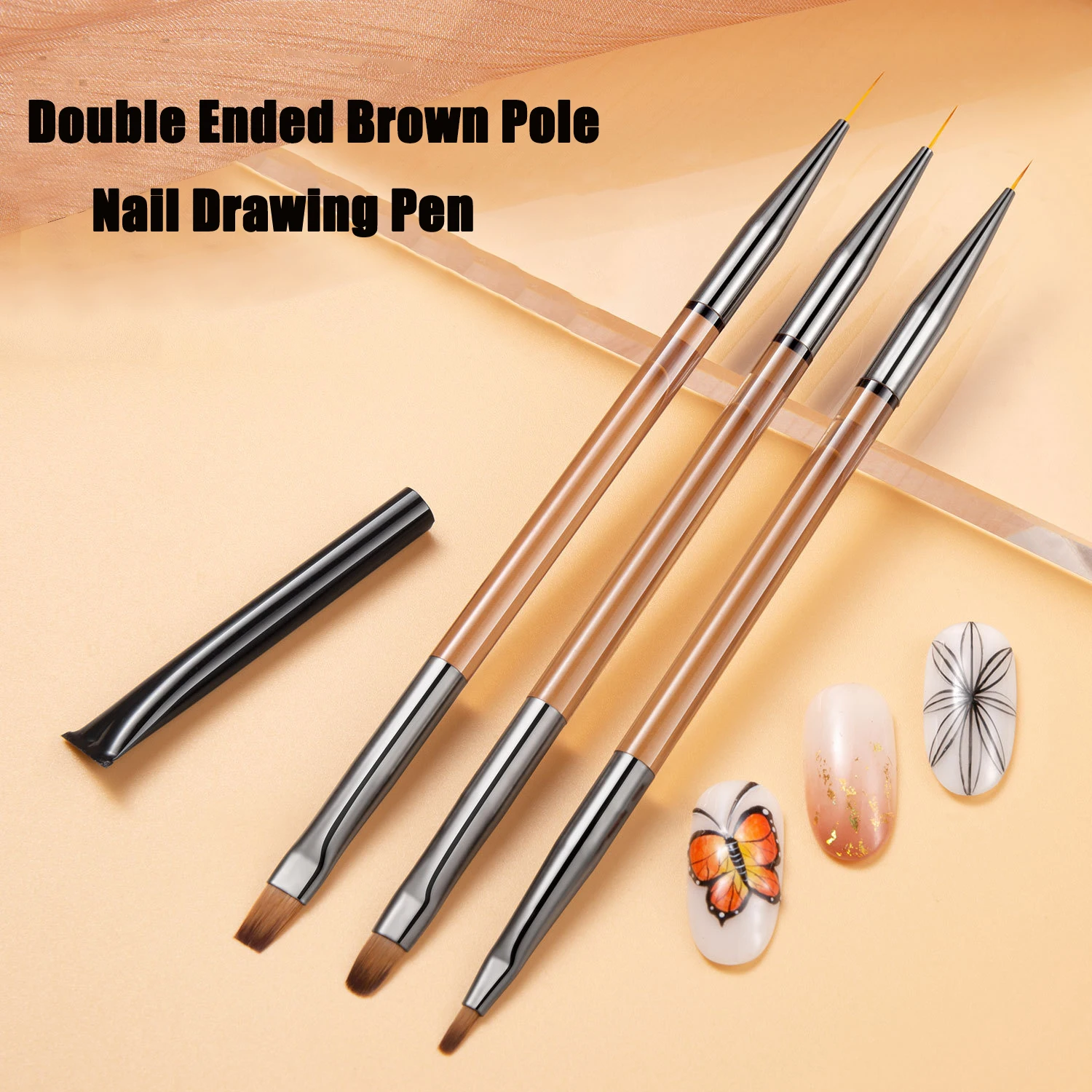 

Dual-Ended Nail Art Liner Brush Ultra-Thin Line Drawing Pen Professional Gel Nail Polish Liner Flower Painting Manicure Tools