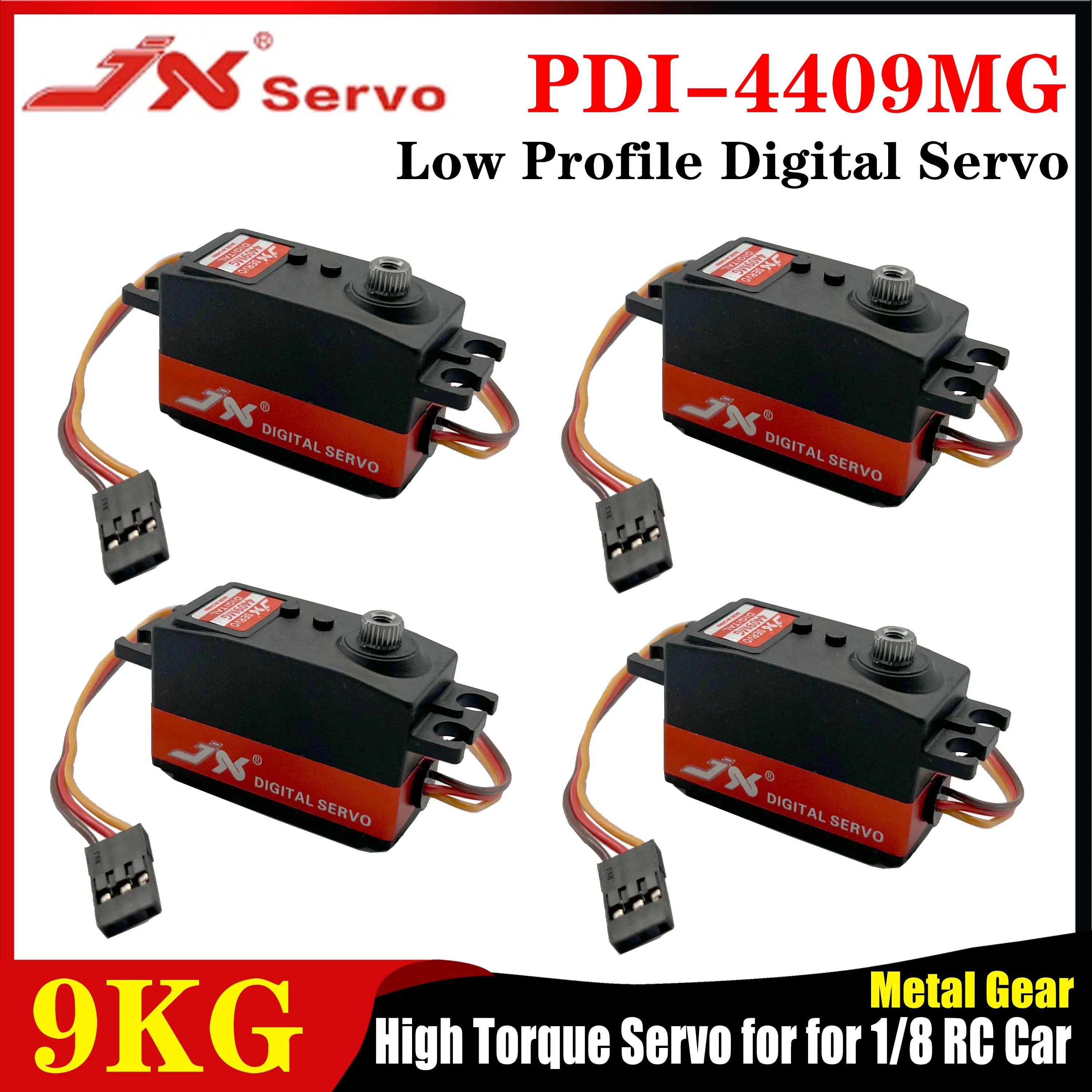 

JX PDI-4409MG 9KG Large Torque Low Profile Digital Servo High Precision Metal Gear for 1/8 RC Car Crawler Plane Boat Robot Parts