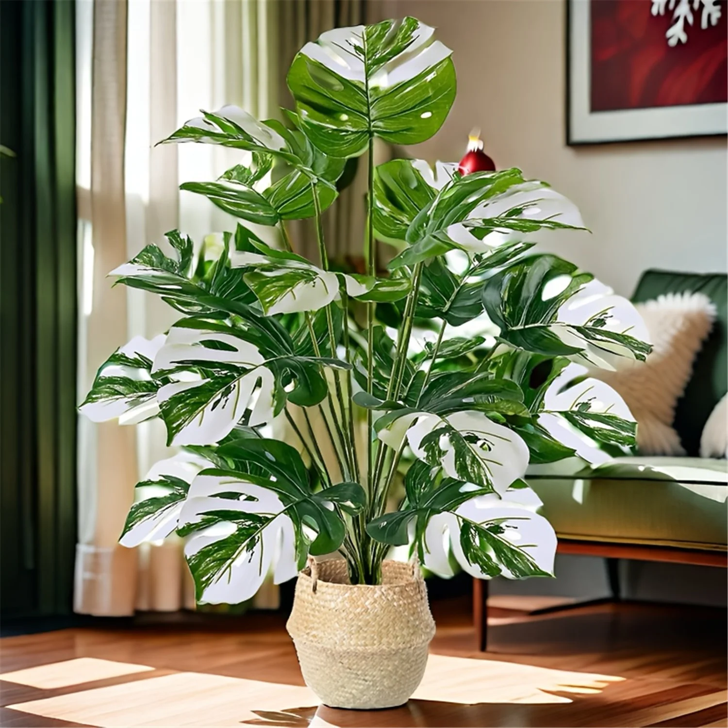 

Simulated artificial turtle-back bamboo,featuring white stripes,is the perfect choice for indoor and outdoor decoration.H1620-46