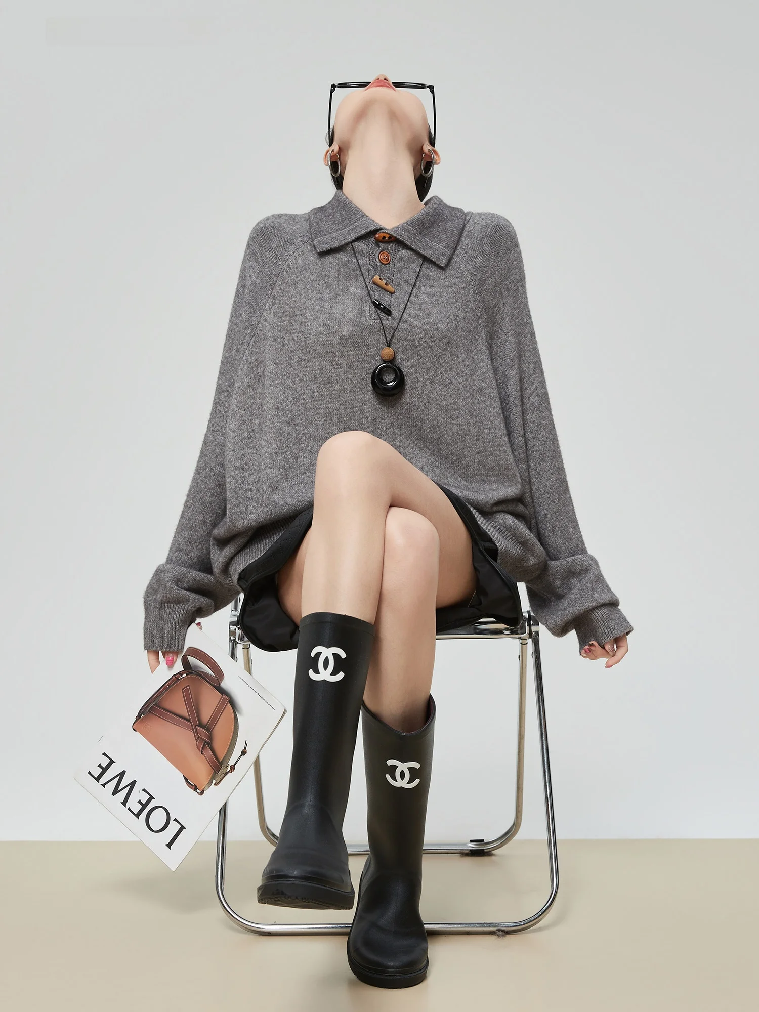 

ay Ne Knitwear Women's Loose Winter New Sle Comfortable High-End Feeling Overhead Sweater Polyester Fiber Long Sve