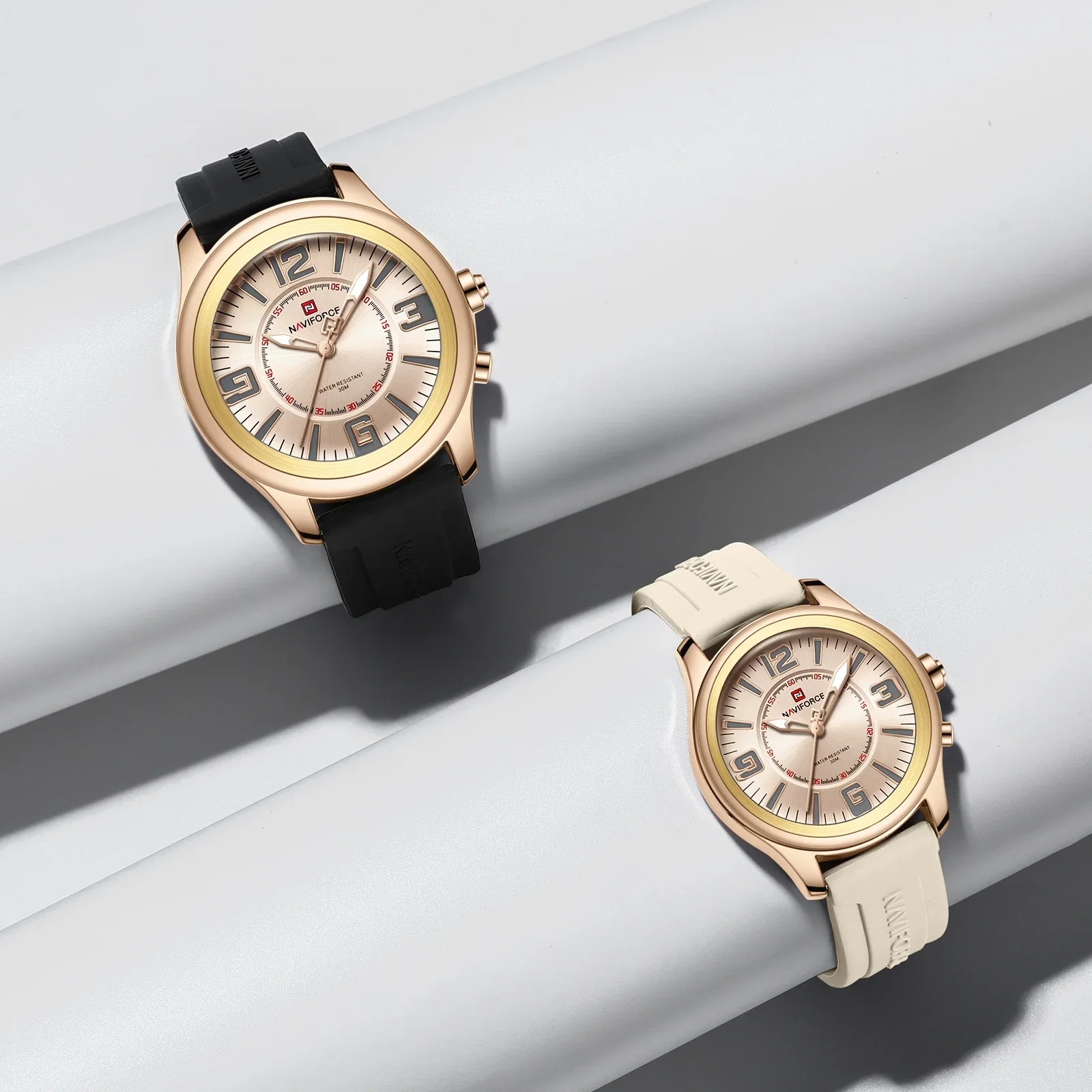 NAVIFORCE NF9256 Couples Quartz Watches Luminous Simple Water-Resistant Silicone Strap Fashion Sports Men Women Watch