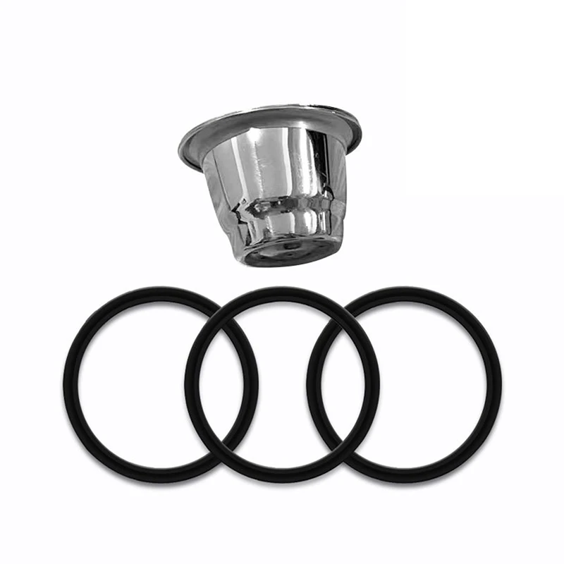 10Pcs Black Food Grade Soft Silicone O-rings Rubber Gaskets for Nespresso Stainless Steel Coffee Refillable Capsules Body Cup
