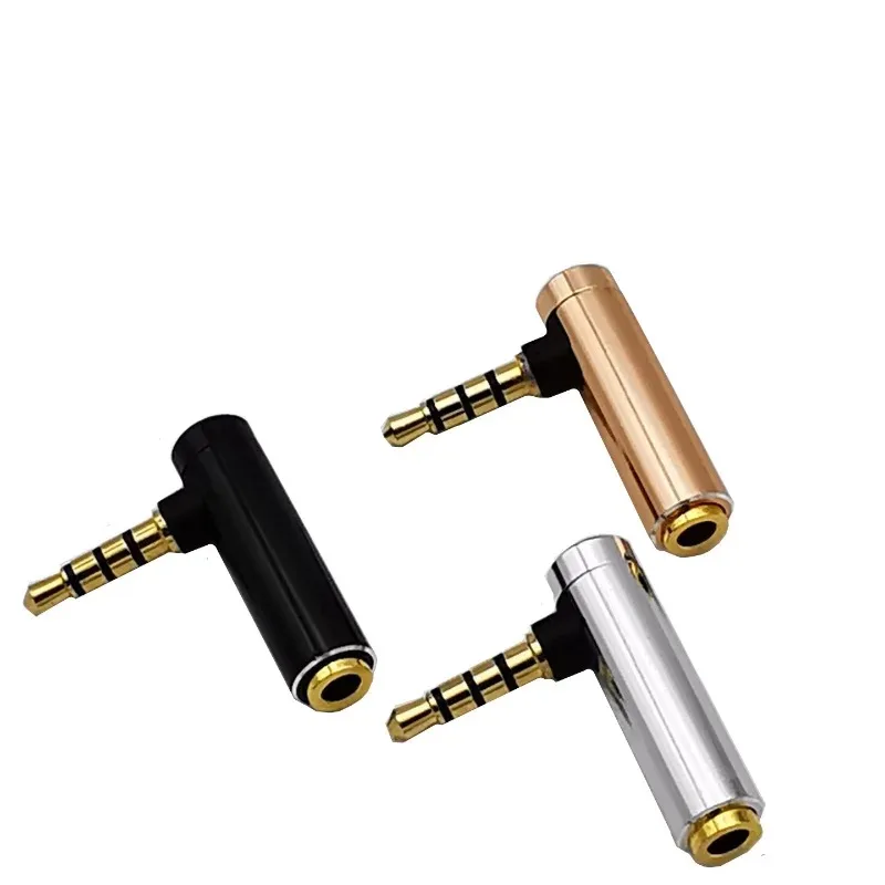 1PC 3.5mm złącze Audio 3.5 Jack kątowy kobieta do 4 polak męski Audio Stereo wtyczka L kształt 90 stopni konwerter słuchawek