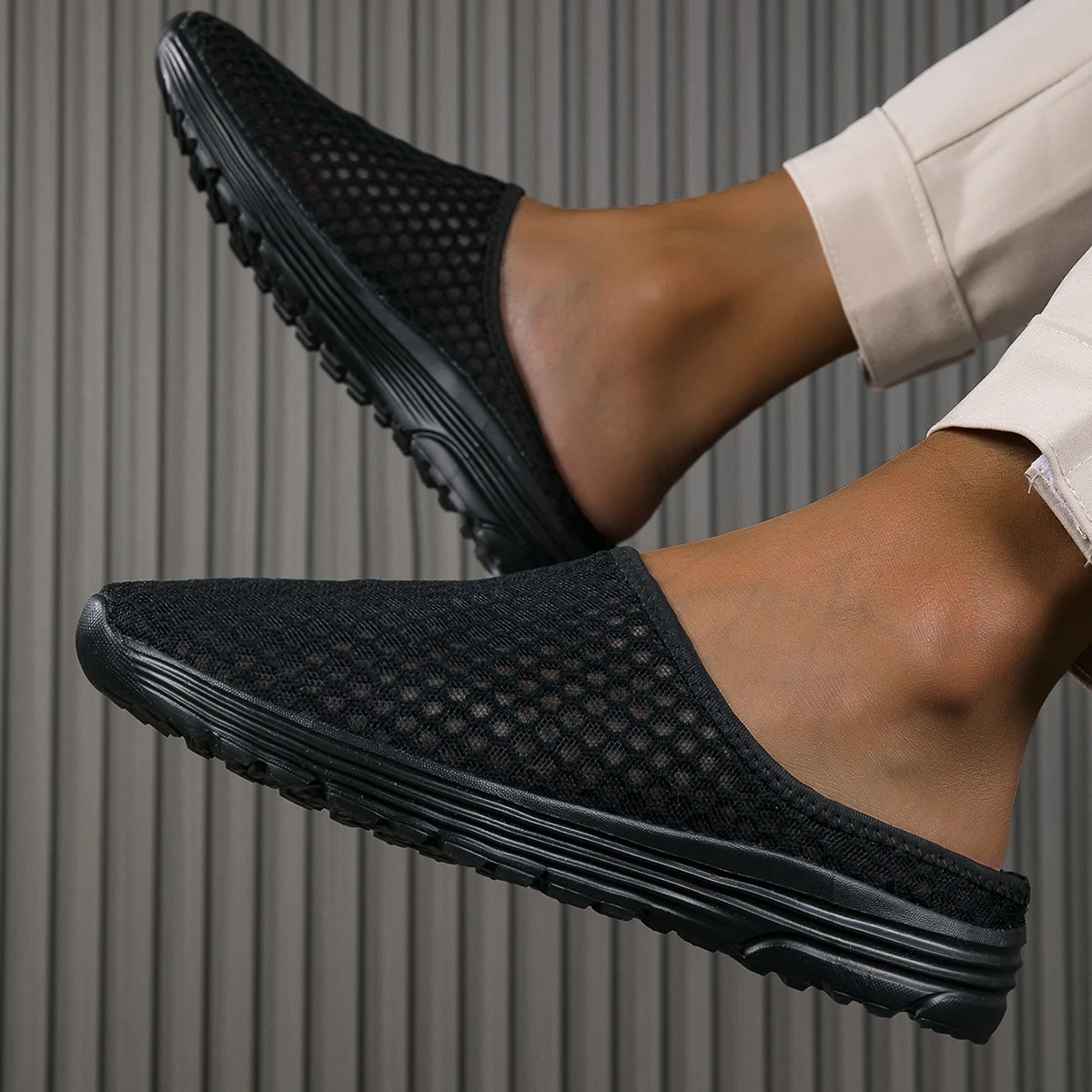 Men Women Lazy Slippers Slides Indoor Outdoor Sandals Men Breathable Non-slip Home Half Slippers Men Casual Shoes Big Size 47 image 2