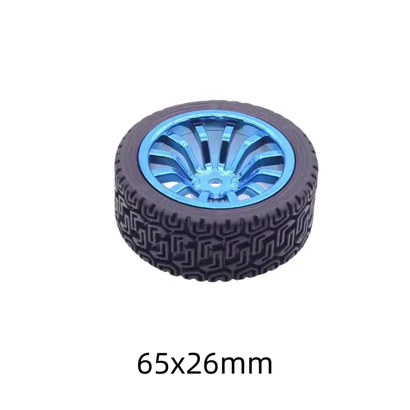 65/85/130mm Rubber Tire Hexagonal Holes Fixed Smart Car Robot Wheels Large Friction