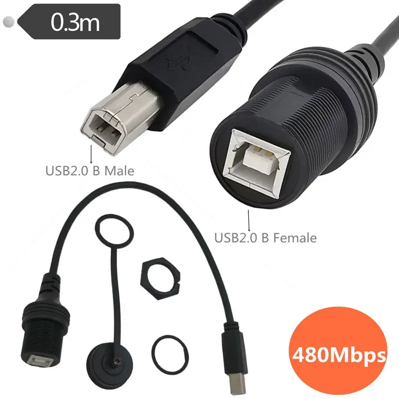 

Waterproof Line Automotive Yacht Motorcycle Instrument Panel USB2.0 Male Female BMBF Printing Data Extension Cable