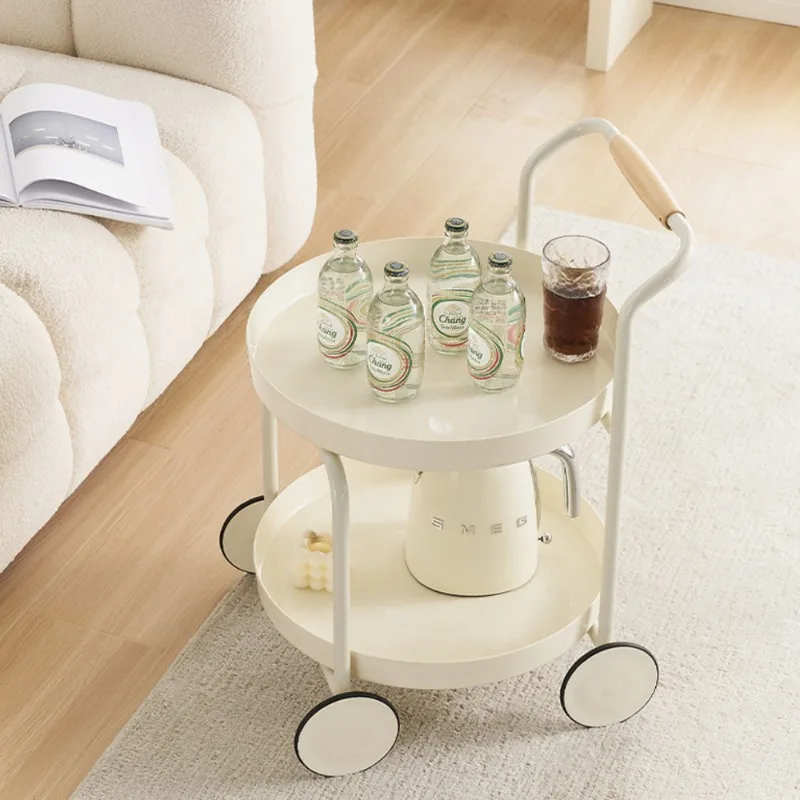 

Nordic living room trolley coffee table small apartment coffee table storage rack with wheels