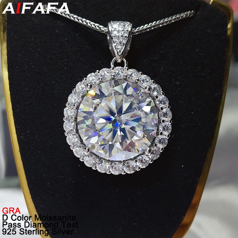 20 Carat Moissanite Diamond Pendant Necklace s925 Silver Pink White Green Big Moissaite Pendant Fine Jewelry Pass Diamond Test