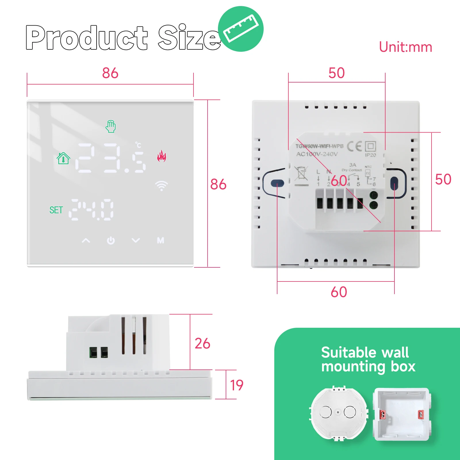 Beok-Tuya ThermoandreWifi Gas Bomicrophone, Chauffage au sol chaud, Contrôleur de température, Thermorégulateur intelligent, Fonctionne avec Alice,