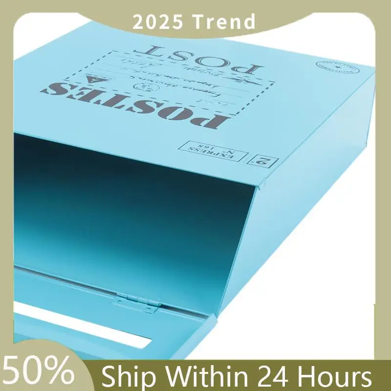 A75X Top 2X Почтовый ящик Винтажный настенный почтовый ящик для почтовых ящиков для улицы Антикварный металлический почтовый ящик Устойчивый к ржавчине держатель для почты Синий