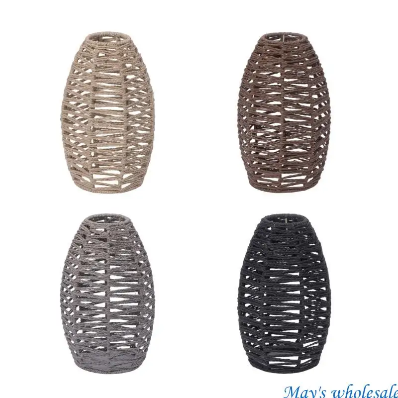 Imitation Rattan Weave Lampshade Light Cover Ceiling Chandelier Light Shades for Home Bedroom Living Room Decoration 448A