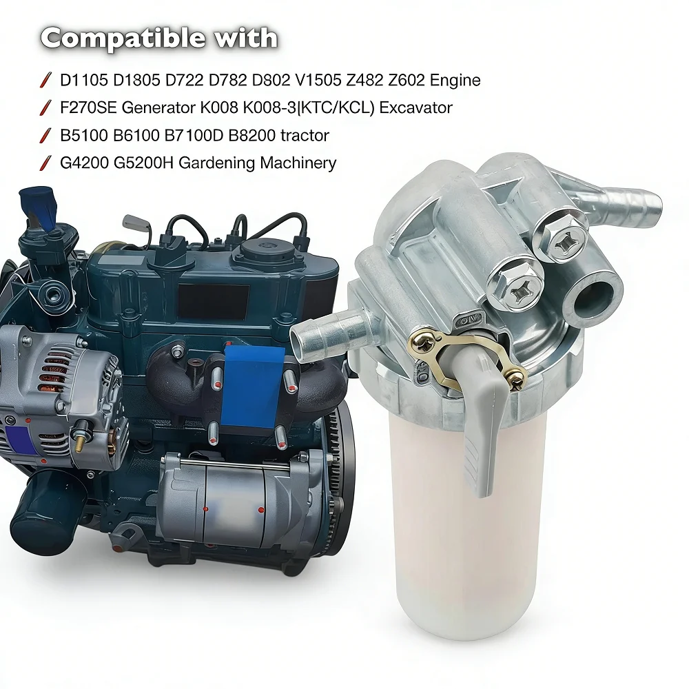 

Топливный фильтр в сборе для двигателей Kubota D1105, D1305, D722, замена 19204-43010, 1G313-43010, система дизельного топливного фильтра