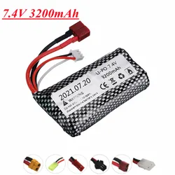 7.4V 3200mAh 2S 18650 batteria lipo per Udi U12A Syma S033g Q1 H100 H101 H102 H103 FT009 rc barche modello parti EL-2P/SM/JST/T spina