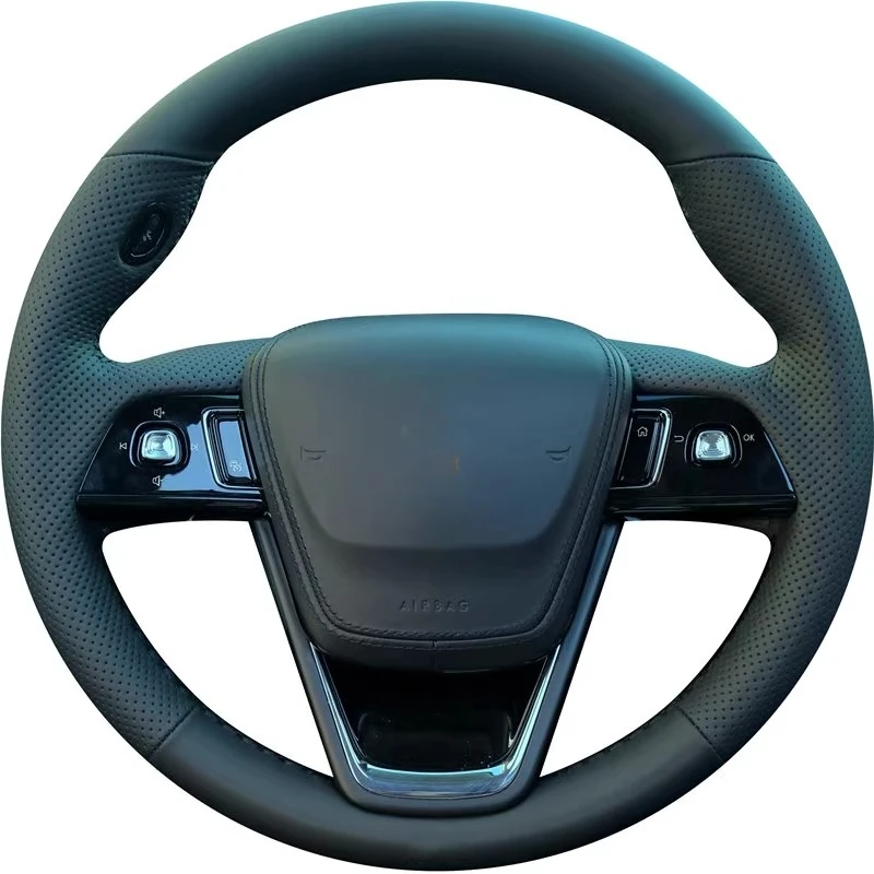 Hand-Stitched Non-slip Breathable Durable Nappa Leather Steering Wheel Cover For Lincoln Aviator Corsair Car Interior Accessory