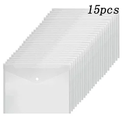 15pcs/set Transparent Plastic A5/A4 Folders File Bag Teacher Storage Office Tools Water Resistant File Holder Filing Envelope
