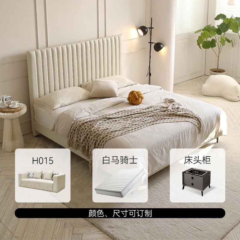 Einfaches Doppelbett aus Windleder