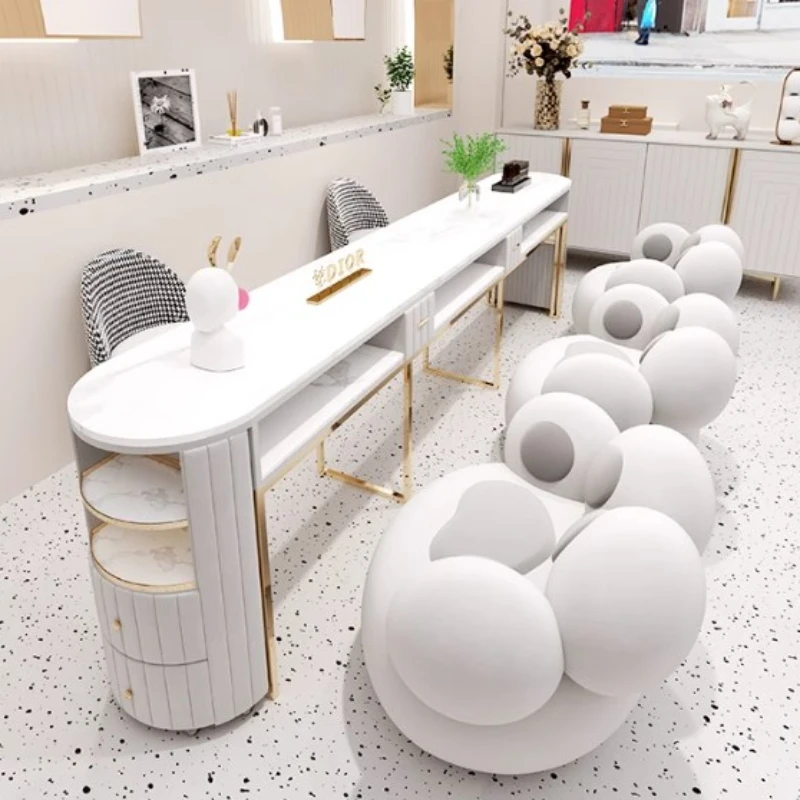 Design Kawaii Nail Desk Manicure Professionals Aesthetic Nordic Nail Table Chair Modern Scrivania Per Unghie Salon Furniture