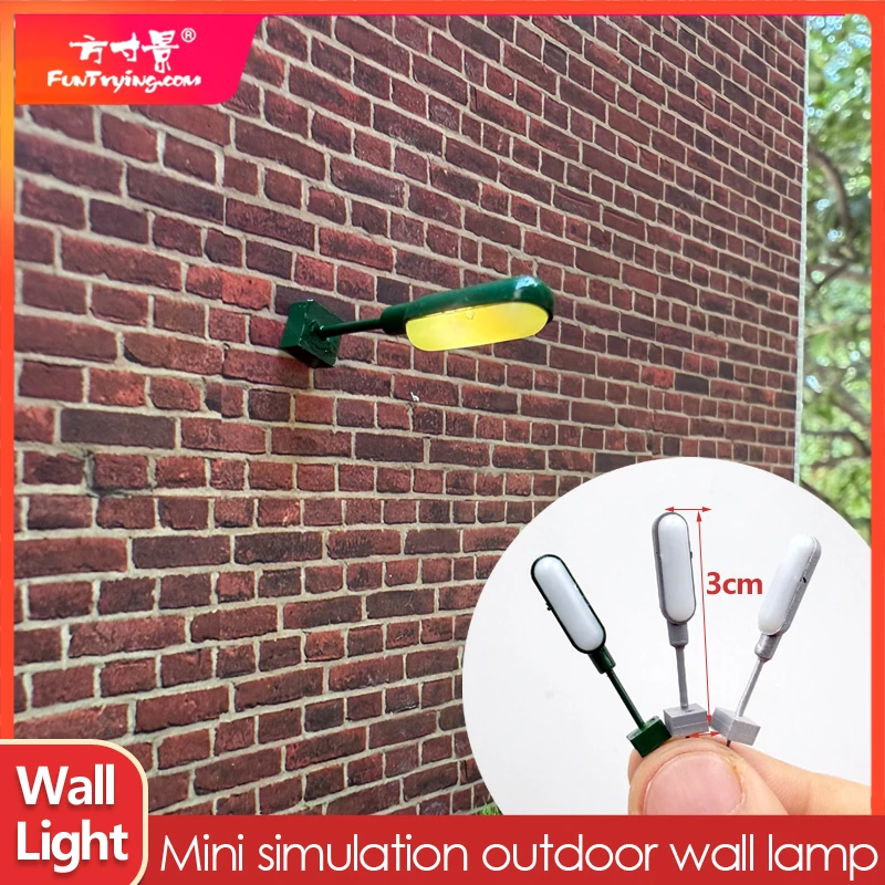 3cm miniature simulation model outdoor wall lamp Model factory community building 3V wall light warm white sand table lighting