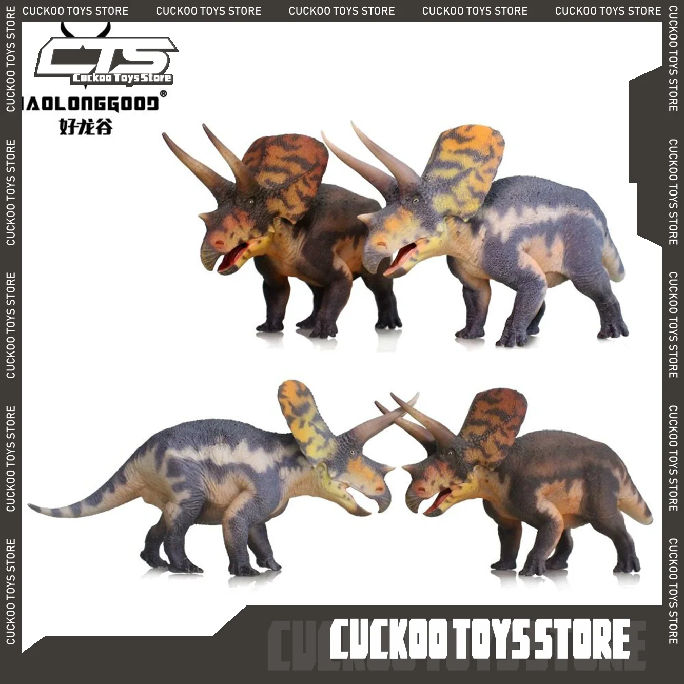 

New IN STOCK Arrival Haolonggood Torosaurus Toy Prehistoric Dinosaur Animal Model Collection Room Decoration Toy Kids Birthday
