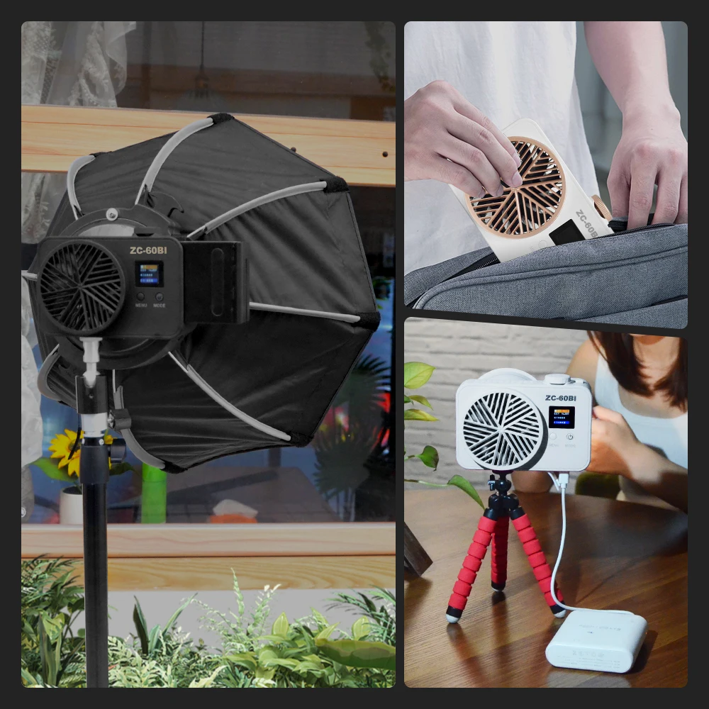 Yidoblo 60 Вт COB видеосвет портативный светильник с непрерывным выходом размером с ладонь 2700–7500 К двухцветный для фотографии/видео/студии/видеоблоги