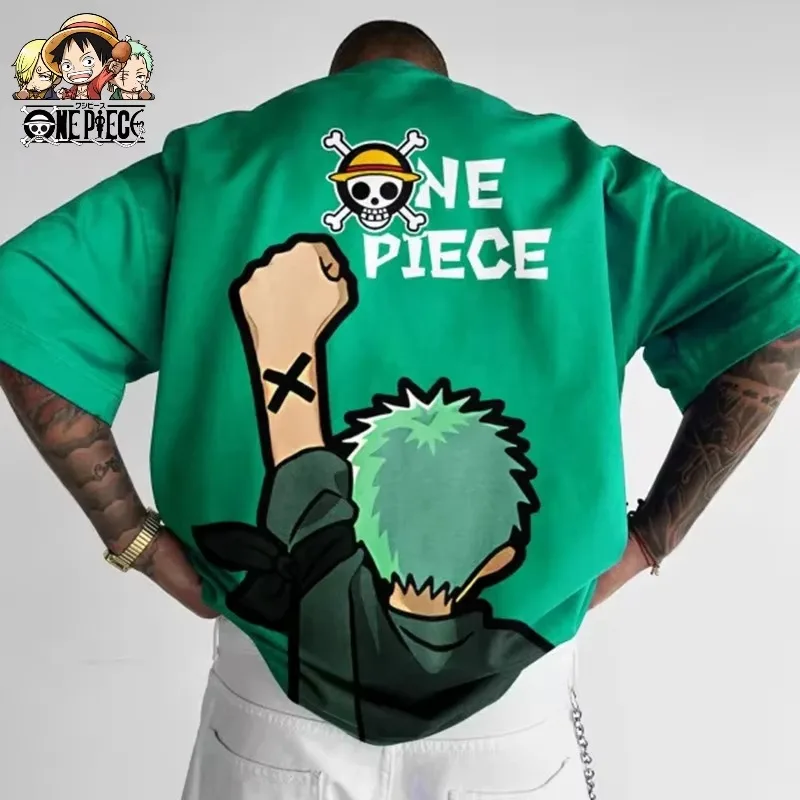 One Piece Luffy Zoro Graphic T Shirts Man Anime Print Summer Y2k Cotton Casual Oversized Short Sleeve Tee Streetwear Harajuku