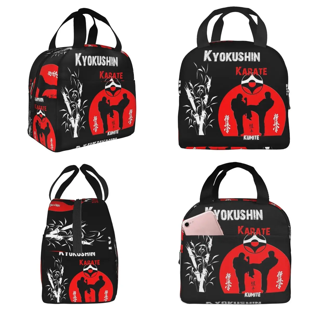 Kyokushi Karate Kumite Scene Isolierte Lunchtasche für Damen, Büro-Kühltasche, Thermo-Lebensmittelbox, tragbare Lunchboxen, Behälter