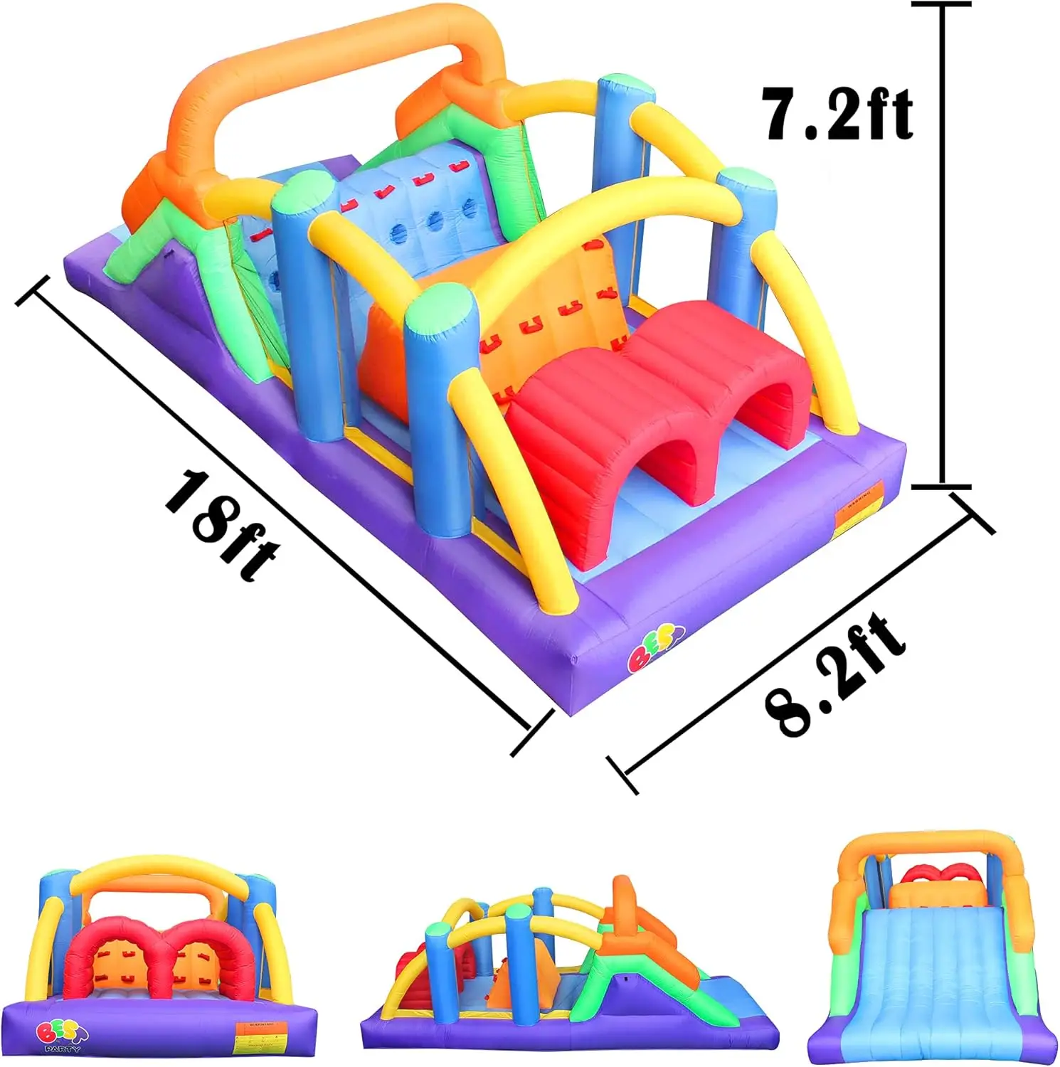 Inflatable Obstacle Course Bounce House Castle with Large Slides Bounce Area and Obstacles Inflatable Bouncer House Jumper with